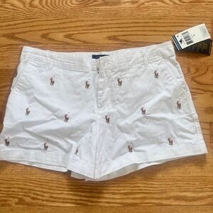 Polo by Ralph Lauren White Embroidered Pony Cotton Shorts
